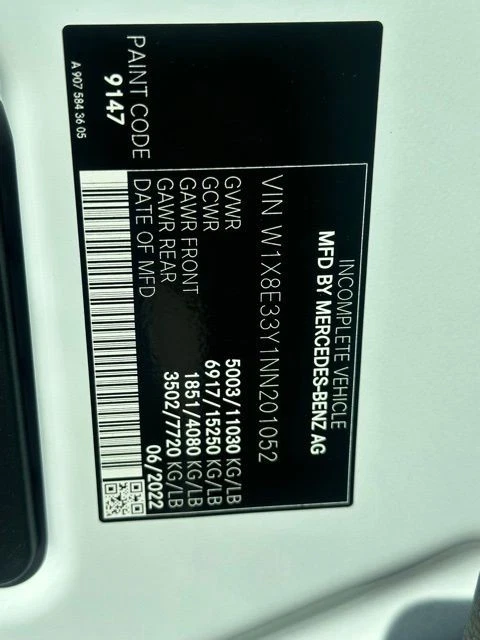 2022 Mercedes-Benz Sprinter Cab Chassis 144 WB